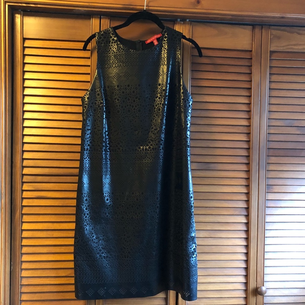 Saks Fifth Avenue Faux Leather Laser Cut Dress